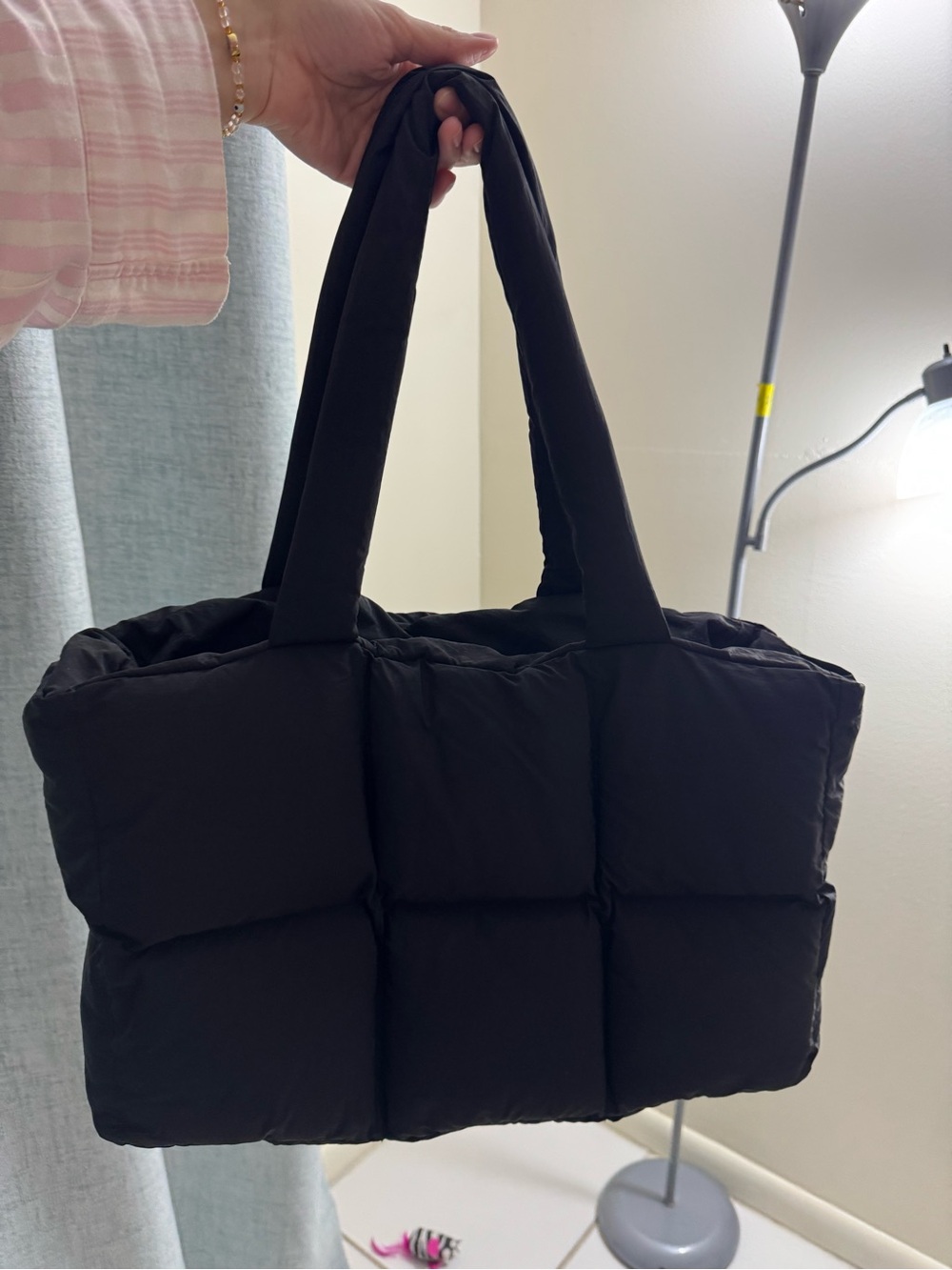 & Other Stories Black Quilted Puffer Tote